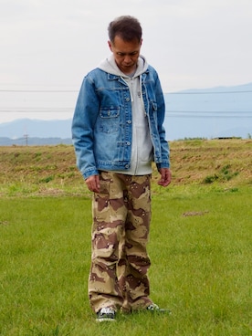 「アイテム（デニムジャケット）」を使った、Kazufumiさん（メンズ・170cm）の秋コーディネート