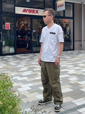 「AVIREX（アヴィレックス）のアイテム（パンツ）」を使った、Kazufumiさん（メンズ・170cm）の夏コーディネート