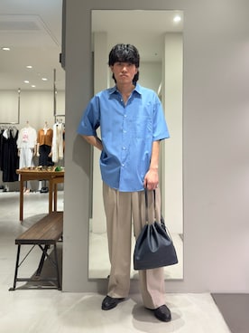 「THOMAS MASON（トーマス メイソン）のTHOMAS MASON SHORT-SLEEVE OVER SHIRTS（シャツ/ブラウス、ブルー系）」を使った、taikiさん（メンズ・175cm）の夏コーディネート