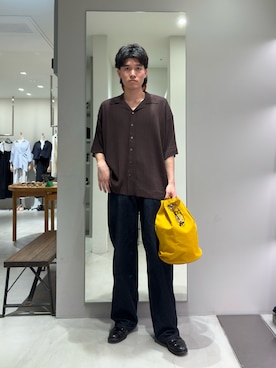 「crepuscule（クレプスキュール）の『別注』crepuscule×URBAN RESEARCH　WASHI SHORT-SLEEVE SHIRTS（シャツ/ブラウス、ブラウン系）」を使った、taikiさん（メンズ・175cm）の夏コーディネート