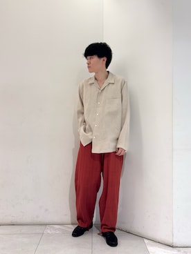 「URBAN RESEARCH（アーバンリサーチ）のMARKAWARE　COMFORT FIT OPEN COLLAR（シャツ/ブラウス、ベージュ系）」を使った、taikiさん（メンズ・175cm）の春コーディネート