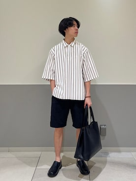 「スキッパーシャツ」｜「アイテム（アクセサリー）」を使った、黒木さん（メンズ・174cm）の夏コーディネート