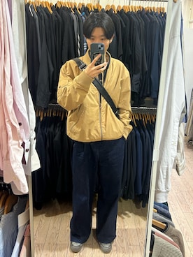 「UNIQLO（ユニクロ）のワイドトラウザージーンズ　XXL 丈長め（デニムパンツ、ホワイト系）」を使った、匿名君さん（メンズ・179cm）の春コーディネート