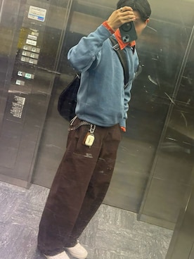 「UNIQLO（ユニクロ）のM（スウェット、ブルー系）」を使った、匿名君さん（メンズ・179cm）の春コーディネート