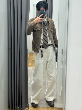 「アイテム（フォーマルスーツ/小物）」を使った、ユニクロ店員さん（メンズ・179cm）の秋コーディネート