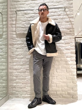 「ムートン」｜「アイテム（ブルゾン）」を使った、nobgさん（メンズ・171cm）の秋コーディネート