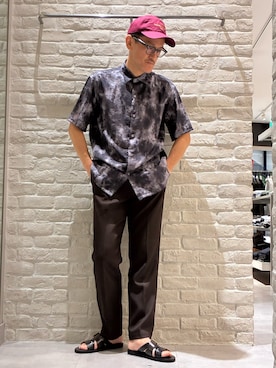 「ABAHOUSE GRAY（アバハウスグレイ）の【Saturdays Afternoon Club】 刺繍キャップ（キャップ、レッド系）」を使った、nobgさん（メンズ・171cm）の春コーディネート