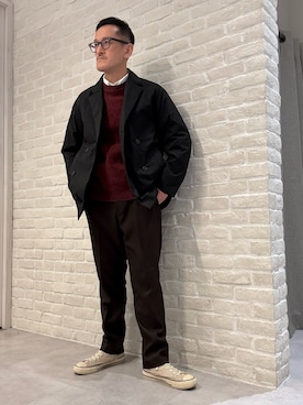 「アイテム（スラックス）」を使った、nobgさん（メンズ・171cm）の冬コーディネート