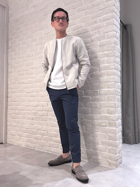 「アイテム（ライダースジャケット）」を使った、nobgさん（メンズ・171cm）の秋コーディネート