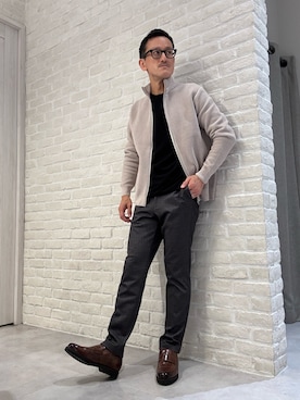 「アイテム（スラックス）」を使った、nobgさん（メンズ・171cm）の秋コーディネート