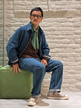 「アイテム（ベルト、グリーン系）」を使った、nobgさん（メンズ・171cm）の秋コーディネート