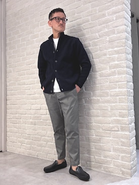 「アイテム（スラックス）」を使った、nobgさん（メンズ・171cm）の秋コーディネート