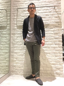 「ショールカラー」｜「アイテム（テーラードジャケット）」を使った、nobgさん（メンズ・171cm）の秋コーディネート