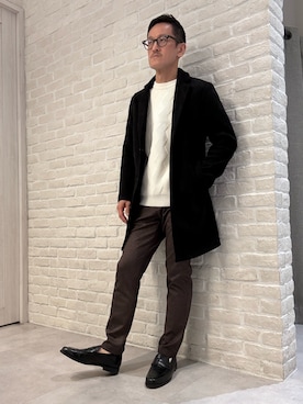 「アイテム（チェスターコート）」を使った、nobgさん（メンズ・171cm）の冬コーディネート