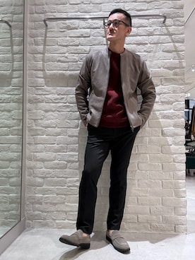 「アイテム（ライダースジャケット）」を使った、nobgさん（メンズ・171cm）の秋コーディネート