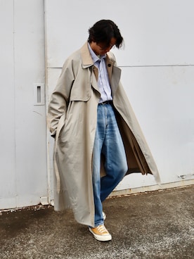 「古着コーデ」｜「アイテム（トレンチコート）」を使った、akitoさん（メンズ・170cm）の春コーディネート