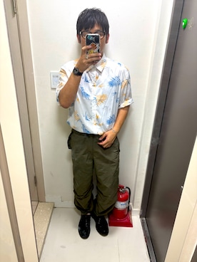 「アイテム（カーゴパンツ）」を使った、SHIMさん（メンズ・165cm）の夏コーディネート