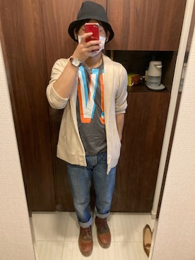 「LACOSTE」｜「アイテム（ブーツ）」を使った、SHIMさん（メンズ・165cm）の秋コーディネート