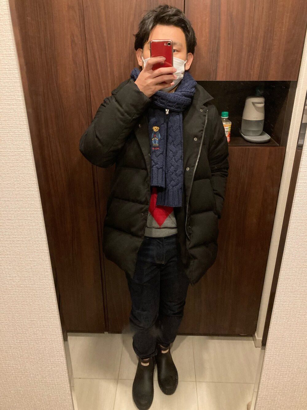 「カジュアル、おしゃれさんと繋がりたい、大人カジュアル、カジュアルコーデ、ootd、シンプルコーデ、きれいめカジュアル、私の推しブランド、BROOKS BROTHERS、HANTER」｜「GUのアイテム（デニムパンツ、ブルー系）」を使った、SHIMさん（メンズ・165cm）の冬コーディネートの1枚目の写真
