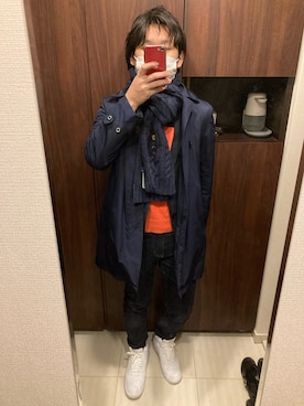 「MACKINTOSH PHILOSOPHY（ﾏｯｷﾝﾄｯｼｭ ﾌｨﾛｿﾌｨｰ）のアイテム（トレンチコート）」を使った、SHIMさん（メンズ・165cm）の冬コーディネート