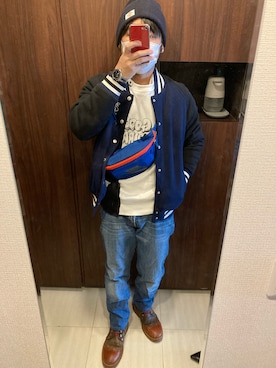 「Dickies（ディッキーズ）のアイテム（ブルゾン）」を使った、SHIMさん（メンズ・165cm）の冬コーディネート