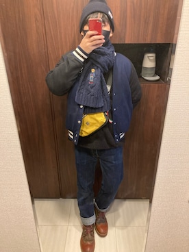 「Dickies（ディッキーズ）のアイテム（ブルゾン）」を使った、SHIMさん（メンズ・165cm）の冬コーディネート