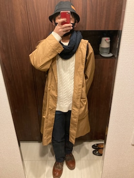 「BEAMS（ビームス）のアイテム（ストール/ショール）」を使った、SHIMさん（メンズ・165cm）の冬コーディネート
