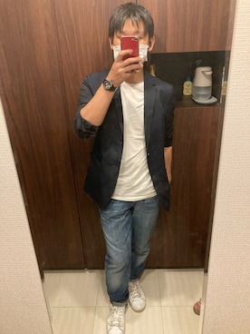 「PLST（プラステ）のアイテム（ジャケット/アウター）」を使った、SHIMさん（メンズ・165cm）の夏コーディネート