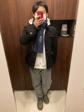 「Champion（チャンピオン）のアイテム（アクセサリー）」を使った、SHIMさん（メンズ・165cm）の冬コーディネート