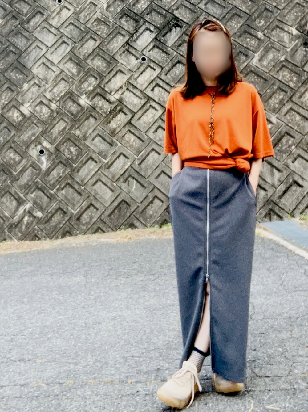 「GUコーデ、GU、grounds、厚底スニーカー、acca、簡単ヘアアレンジ、夏コーデ、ジップアップ、低身長女子、低身長コーデ、147cm」｜「accaのアイテム（バレッタ/ヘアクリップ、ブラウン系）」を使った、Yさん（レディース・147cm）の夏コーディネートの1枚目の写真