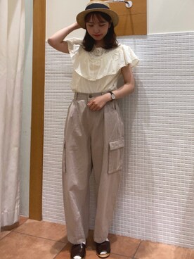 「Samansa Mos2（サマンサ モスモス）のセパレートサンダル（サンダル）」を使った、ゆかさん（レディース・162cm）の春コーディネート