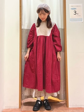 「秋色コーデ」｜「アイテム（ハンチング/ベレー帽）」を使った、ゆかさん（レディース・162cm）の秋コーディネート