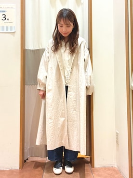 「春コート」｜「アイテム（ノーカラーコート）」を使った、ゆかさん（レディース・162cm）の冬コーディネート