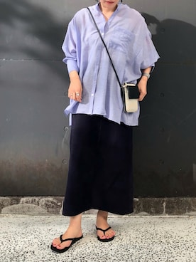 「スウェードスカート」｜DouDou  阪急三番街店さん（レディース・164cm）の夏コーディネート