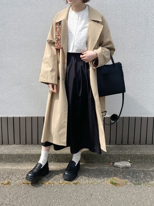 idem 村田倫子 チェックプリーツトレンチコート