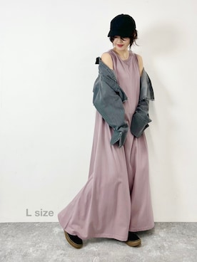 「アイテム（ワンピース/ドレス、パープル系）」を使った、ジジさん（レディース・160cm）の夏コーディネート