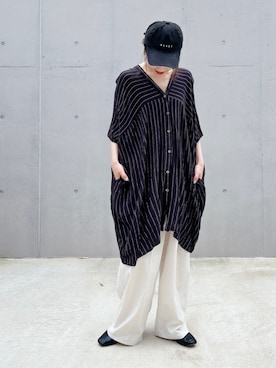 「MILLION CARATS（ミリオンカラッツ）のバギーアウトポケットパンツ（その他パンツ）」を使った、ジジさん（レディース・160cm）の夏コーディネート