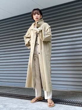 「NOMINE（ノミネ）のアイテム（トレンチコート）」を使った、ERIさん（レディース・156cm）の冬コーディネート