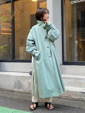 「NOMINE（ノミネ）のアイテム（トレンチコート）」を使った、ERIさん（レディース・156cm）の春コーディネート