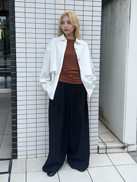 「アイテム（Tシャツ/カットソー）」を使った、ERIさん（レディース・156cm）の秋コーディネート