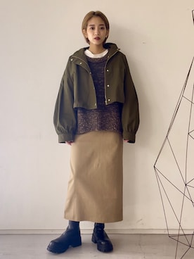 「ショートブルゾン」｜「アイテム（アクセサリー）」を使った、ERIさん（レディース・156cm）の秋コーディネート