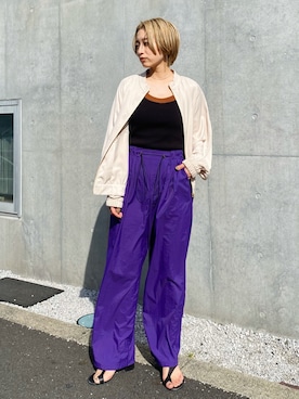 「NOMINE（ノミネ）のアイテム（ブルゾン）」を使った、ERIさん（レディース・156cm）の春コーディネート