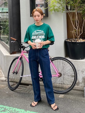 「デニムっていいよね」｜「アイテム（アクセサリー）」を使った、ERIさん（レディース・156cm）の夏コーディネート