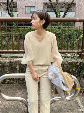 「NOMINE（ノミネ）のアイテム（ブルゾン）」を使った、ERIさん（レディース・156cm）の春コーディネート