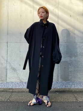 「NOMINE（ノミネ）のアイテム（トレンチコート）」を使った、ERIさん（レディース・156cm）の冬コーディネート