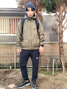「patagonia」｜「アイテム（ナイロンジャケット）」を使った、TSUYOさん（メンズ・166cm）の冬コーディネート