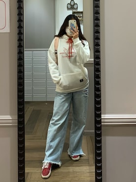 「アイテム（デニムパンツ、その他）」を使った、koさん（レディース・160cm）の冬コーディネート