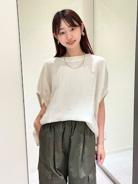 「かぐれ（カグレ）のユーティリティーイージーパンツ（その他パンツ）」を使った、りほさん（レディース・162cm）の夏コーディネート