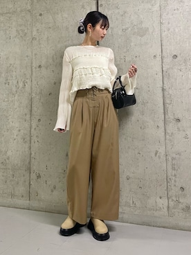 「KBF（ケイビーエフ）のサボベルトサンダル（サンダル）」を使った、りほさん（レディース・162cm）の春コーディネート