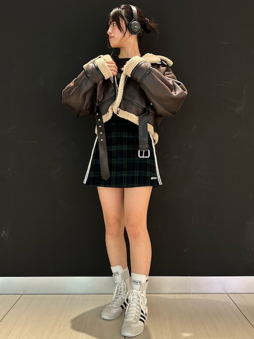 アディダス コーデュロイタータンチェックスカート L adidas スカート コーデュロイ タータンスカート / アディダス